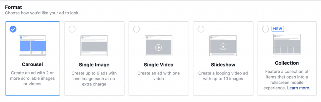types of facebook advertising