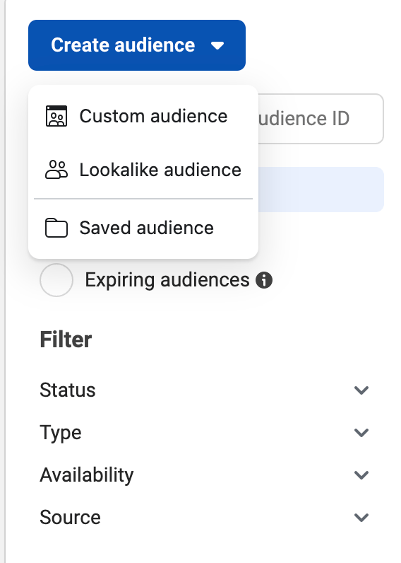 shortlist audiences for Facebook advertising
